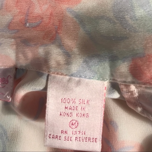 Pure Silk S/m Satin Rose print robe and chemise - Picture 14 of 15